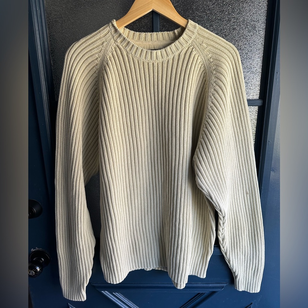 Vintage Tommy Bahama Men's Ribbed Cream Sweater